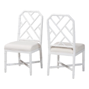 bali & pari Sergio Mahogany Wood 2-Piece Dining Chair Set, White